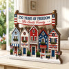 Custom Thick Wooden Plaque - Personalized America 250th Anniversary Gifts For Mom, Dad, Brother, Sister, Kids - Stars, Stripes And Family Roots