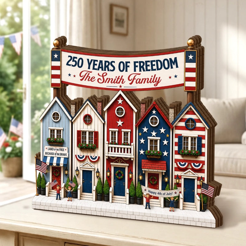 Custom Thick Wooden Plaque - Personalized America 250th Anniversary Gifts For Mom, Dad, Brother, Sister, Kids - Stars, Stripes And Family Roots