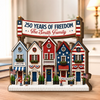 Custom Thick Wooden Plaque - Personalized America 250th Anniversary Gifts For Mom, Dad, Brother, Sister, Kids - Stars, Stripes And Family Roots