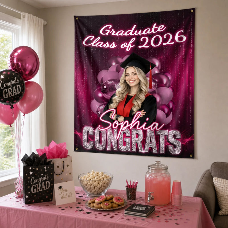 Custom Photo Backdrop - Personalized Graduation Gifts For Him, Her - Celebrating Big Dreams