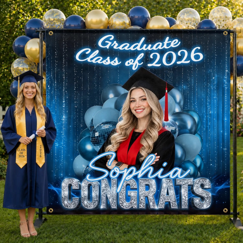 Custom Photo Backdrop - Personalized Graduation Gifts For Him, Her - Celebrating Big Dreams