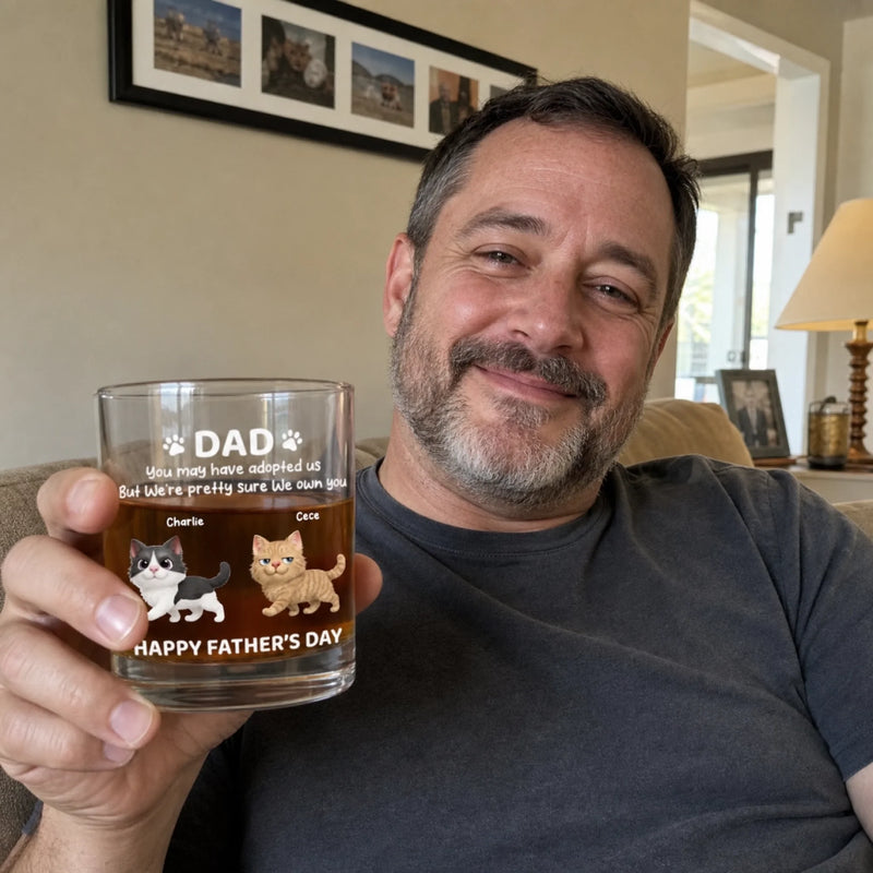 Custom Whiskey Glass - Personalized Father's Day Gifts For Dog Cat Lovers, Dog Dad And Mom, Cat Owners - Dad’s Little Boss