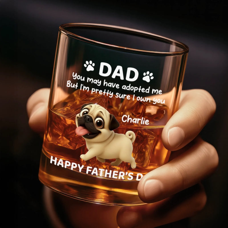 Custom Whiskey Glass - Personalized Father's Day Gifts For Dog Cat Lovers, Dog Dad And Mom, Cat Owners - Dad’s Little Boss