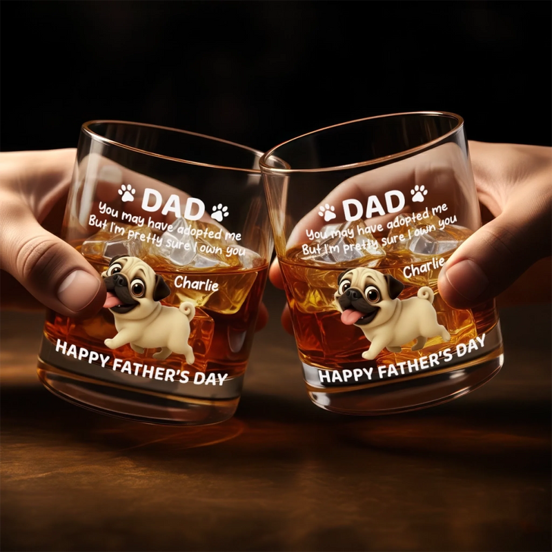Custom Whiskey Glass - Personalized Father's Day Gifts For Dog Cat Lovers, Dog Dad And Mom, Cat Owners - Dad’s Little Boss