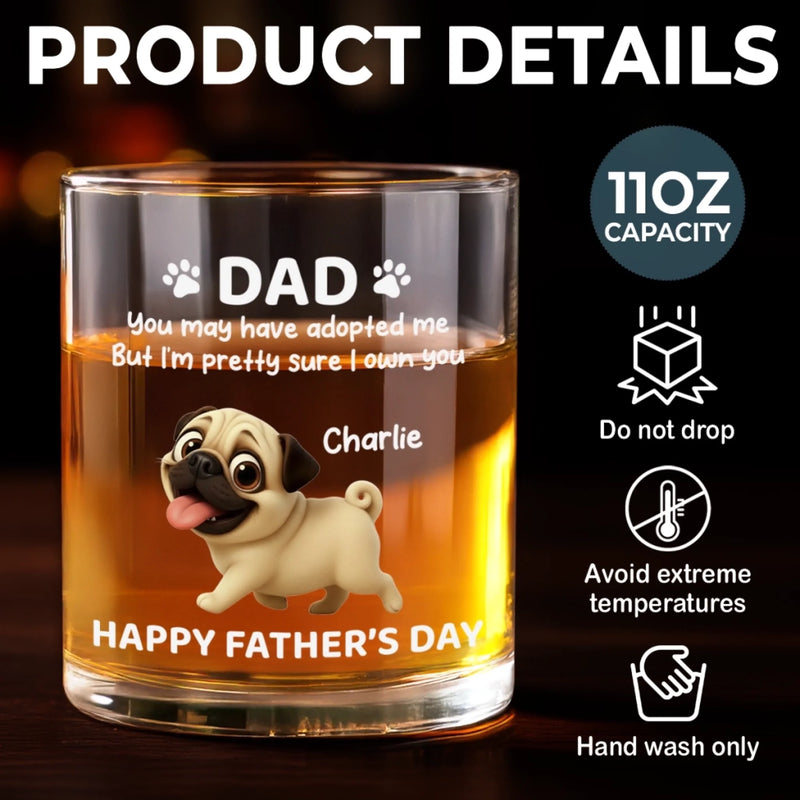 Custom Whiskey Glass - Personalized Father's Day Gifts For Dog Cat Lovers, Dog Dad And Mom, Cat Owners - Dad’s Little Boss