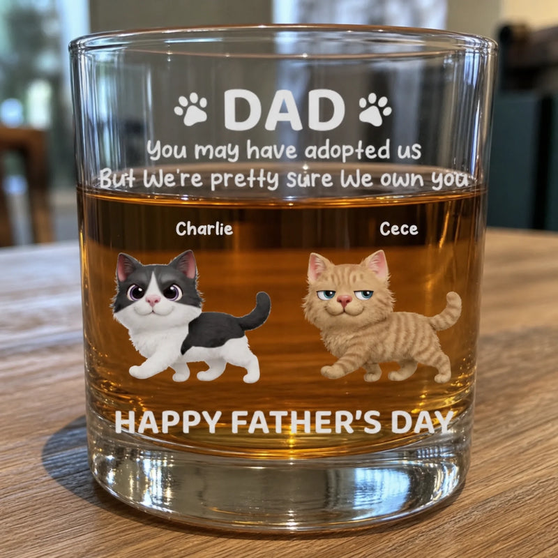 Custom Whiskey Glass - Personalized Father's Day Gifts For Dog Cat Lovers, Dog Dad And Mom, Cat Owners - Dad’s Little Boss