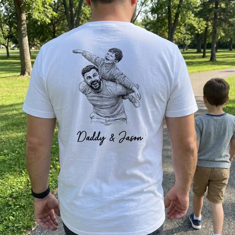 Custom Photo Unisex T-shirt - Personalized Father's Day Birthday Gifts For Dad, Grandpa - Forever My Hero