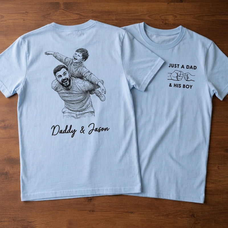 Custom Photo Unisex T-shirt - Personalized Father's Day Birthday Gifts For Dad, Grandpa - Forever My Hero