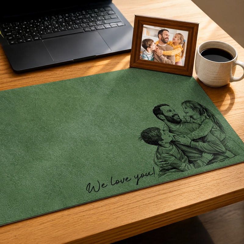 Custom Photo Desk Mat - Personalized Father's Day Birthday Gifts For Dad, Grandpa - Forever Thankful For A Dad Like You