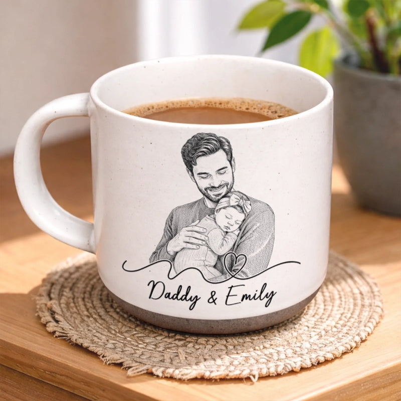 Custom Photo Printed Pottery Mug - Personalized Father's Day, Baby Shower, Gender Reveal Gifts For New Moms, New Dads, New Parents - Tiny Hands, Biggest Love