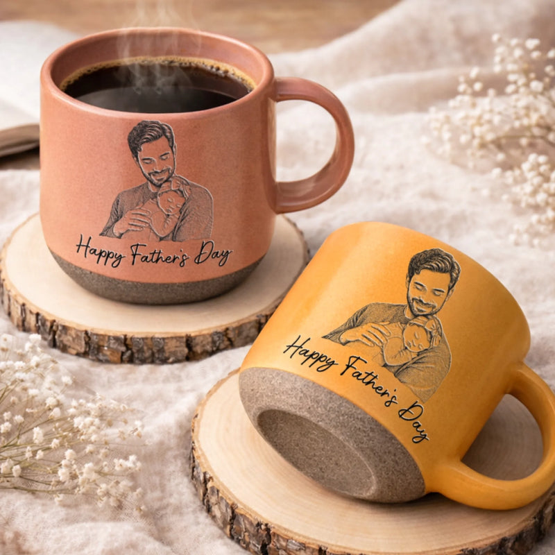 Custom Photo Printed Pottery Mug - Personalized Father's Day, Baby Shower, Gender Reveal Gifts For New Moms, New Dads, New Parents - Dad Life Starts Her
