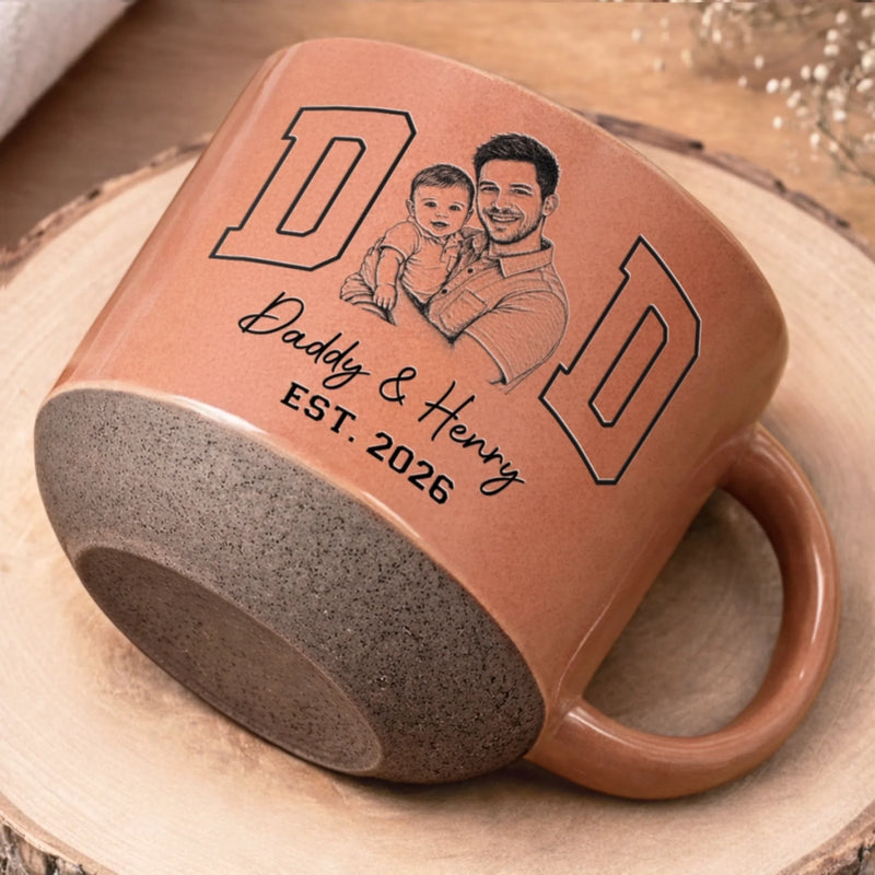 Custom Photo Printed Pottery Mug - Personalized Father's Day, Baby Shower, Gender Reveal Gifts For New Moms, New Dads, New Parents - Hello Little One