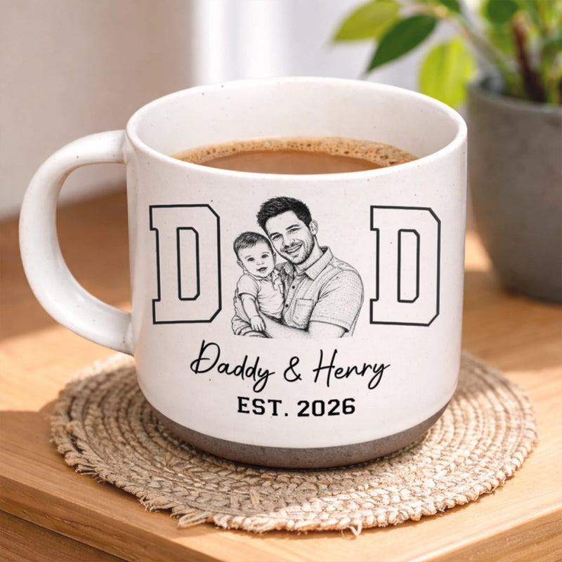 Custom Photo Printed Pottery Mug - Personalized Father's Day, Baby Shower, Gender Reveal Gifts For New Moms, New Dads, New Parents - Hello Little One