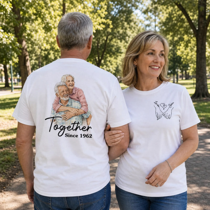 Custom Photo Unisex T-shirt - Personalized Anniversary Wedding Gifts For Husband And Wife, Him And Her - Couple Era Forever