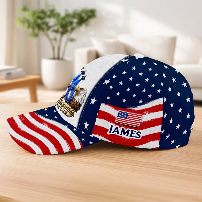 Custom Hat, All Over Print Classic Cap - Personalized America 250th Anniversary Gifts For Mom, Dad, Brother, Sister, Kids - Proud To Stand Together