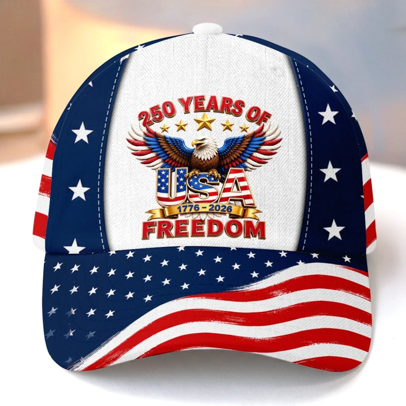 Custom Hat, All Over Print Classic Cap - Personalized America 250th Anniversary Gifts For Mom, Dad, Brother, Sister, Kids - Proud To Stand Together