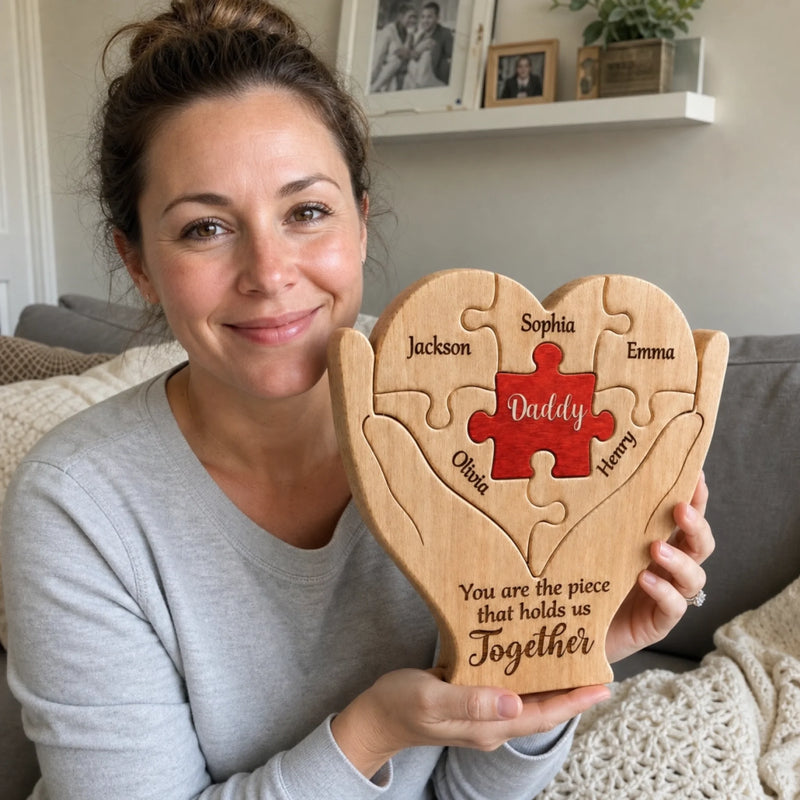 Custom Shaped Wooden Art Puzzle - Personalized Father's Day Birthday Gifts For Dad, Grandpa - Dad Makes Life Feel Complete