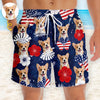 Custom Photo Tropical Hawaiian Aloha Men Beach Shorts - Personalized Summer Vacation And Travel Gifts For Dog Cat Lovers, Dog Dad And Mom, Cat Owners - Patriotic Pups All Summer Long