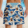 Custom Photo Tropical Hawaiian Aloha Men Beach Shorts - Personalized Summer Vacation And Travel Gifts For Dog Cat Lovers, Dog Dad And Mom, Cat Owners - The Cutest Tsunami Of Pups