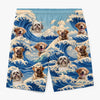 Custom Photo Tropical Hawaiian Aloha Men Beach Shorts - Personalized Summer Vacation And Travel Gifts For Dog Cat Lovers, Dog Dad And Mom, Cat Owners - The Cutest Tsunami Of Pups