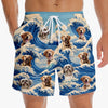 Custom Photo Tropical Hawaiian Aloha Men Beach Shorts - Personalized Summer Vacation And Travel Gifts For Dog Cat Lovers, Dog Dad And Mom, Cat Owners - The Cutest Tsunami Of Pups