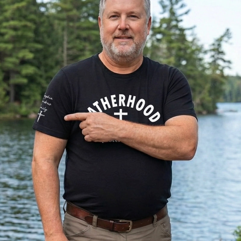 Custom T-Shirt - Personalized Father's Day Birthday Gifts For Dad, Grandpa - Fatherhood Is Kingdom Work