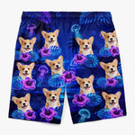 Custom Photo Tropical Hawaiian Aloha Men Beach Shorts - Personalized Summer Vacation And Travel Gifts For Dog Cat Lovers, Dog Dad And Mom, Cat Owners - Palm Trees And Tiny Paws