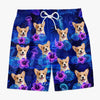 Custom Photo Tropical Hawaiian Aloha Men Beach Shorts - Personalized Summer Vacation And Travel Gifts For Dog Cat Lovers, Dog Dad And Mom, Cat Owners - Palm Trees And Tiny Paws