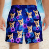 Custom Photo Tropical Hawaiian Aloha Men Beach Shorts - Personalized Summer Vacation And Travel Gifts For Dog Cat Lovers, Dog Dad And Mom, Cat Owners - Palm Trees And Tiny Paws