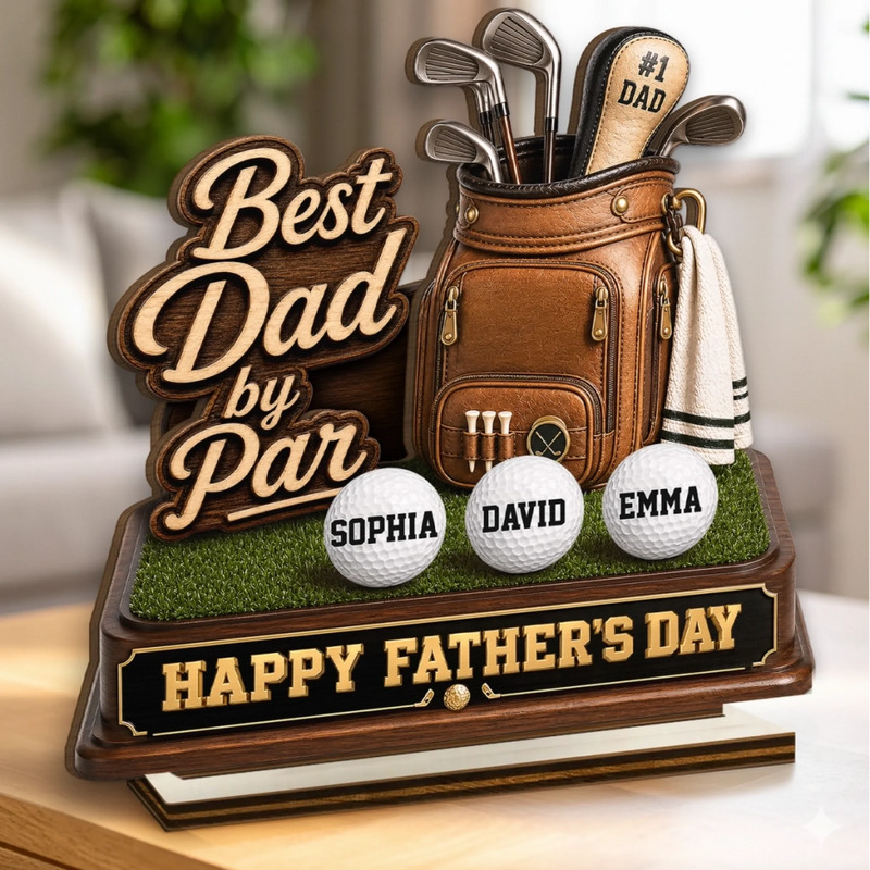 Custom 2-Layered Wooden Plaque - Personalized Father's Day Birthday Golf Gifts For Dad, Grandpa - Swing Easy Live Happy