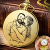 Custom Photo Pocket Watch - Personalized Father's Day Birthday Gifts For Dad, Grandpa - Dad’s Love Lights The Way