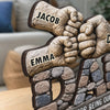 Custom 2-Layered Wooden Plaque - Personalized Father's Day Birthday Gifts For Dad, Grandpa - Strong Roots Loving Heart