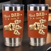 Custom Printed Leather Tumbler - Personalized Father's Day Birthday Gifts For Dad, Grandpa - Forever Thankful For Dad