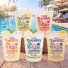 Custom Party Cups - Personalized Summer Vacation And Travel Gifts For Teachers - Teacher Tired, Summer Hired