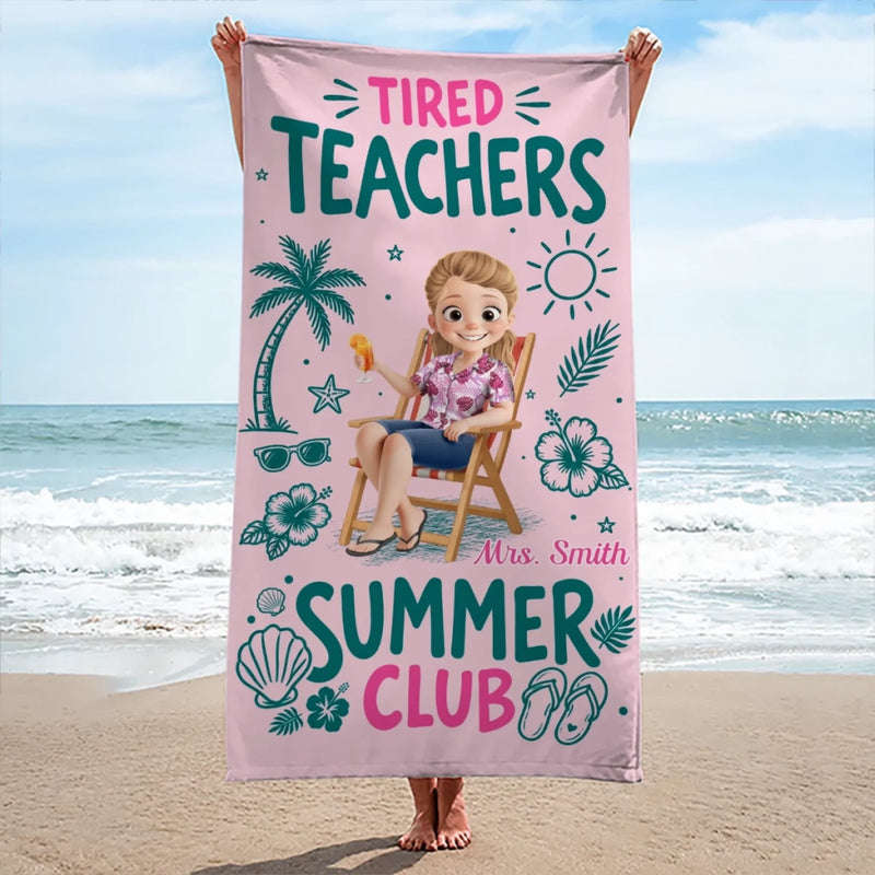 Custom Beach Towel - Personalized Summer Vacation And Travel Gifts For Teachers - Summer Club Roll Call