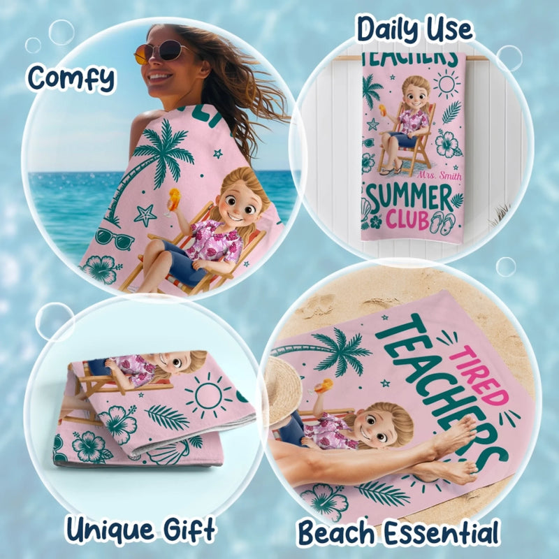 Custom Beach Towel - Personalized Summer Vacation And Travel Gifts For Teachers - Summer Club Roll Call