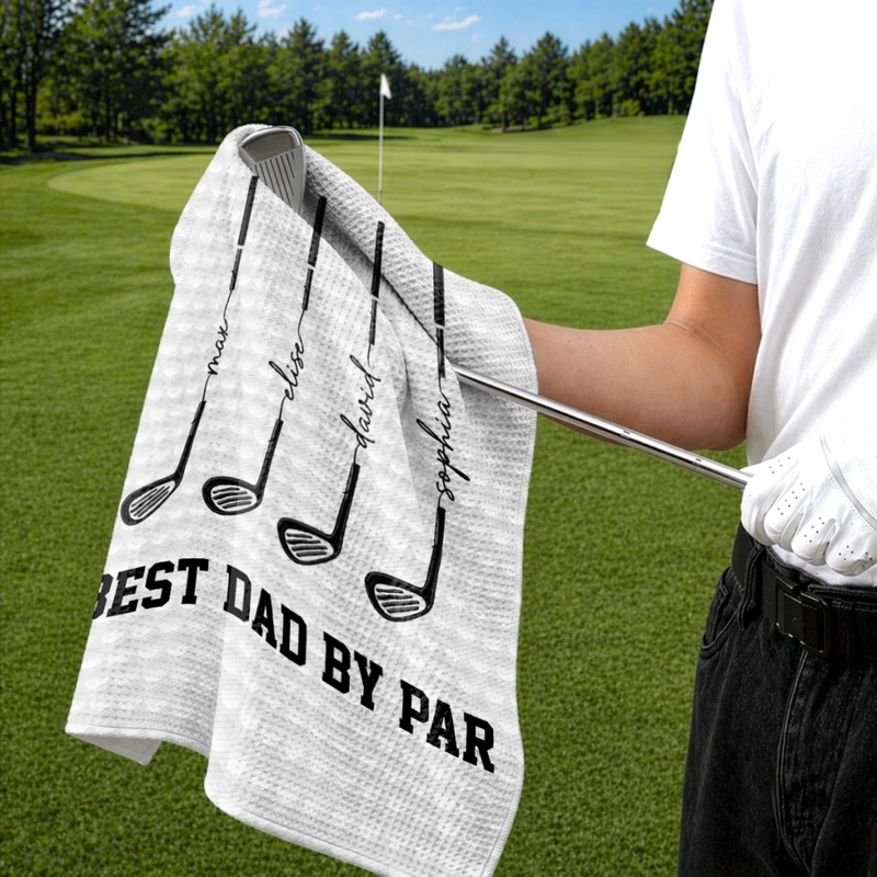 Custom Golf Towel - Personalized Father's Day Birthday Golf Gifts For Dad, Grandpa - Swing Easy, Live Happy