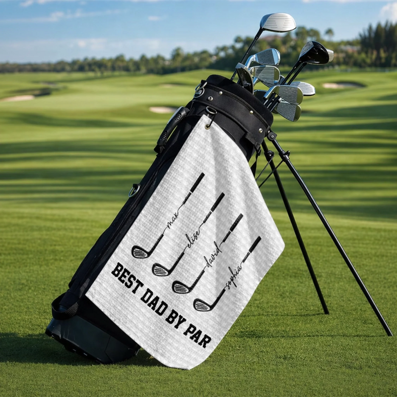 Custom Golf Towel - Personalized Father's Day Birthday Golf Gifts For Dad, Grandpa - Swing Easy, Live Happy