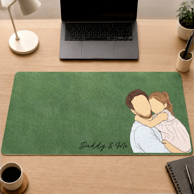 Custom Photo Desk Mat -  Personalized Father's Day Birthday Gifts For Dad, Grandpa - Success Starts With Family