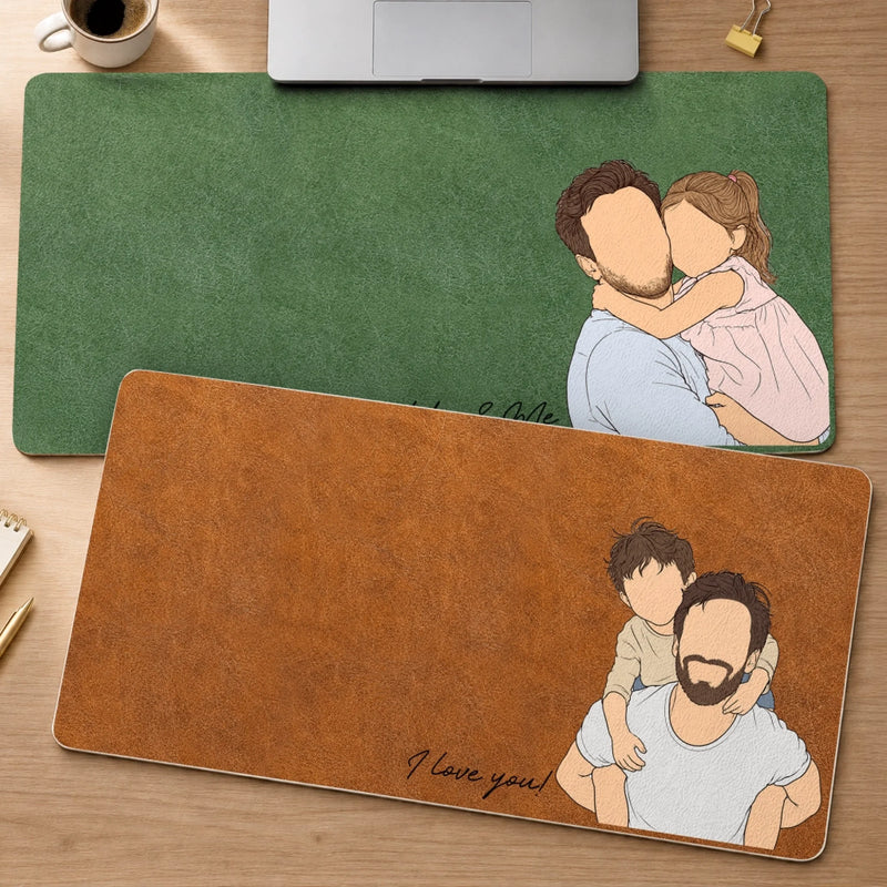 Custom Photo Desk Mat -  Personalized Father's Day Birthday Gifts For Dad, Grandpa - Success Starts With Family