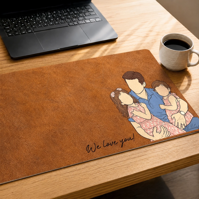 Custom Photo Desk Mat -  Personalized Father's Day Birthday Gifts For Dad, Grandpa - Success Starts With Family