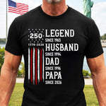 Custom T-shirt, Hoodie - Personalized America 250th Anniversary Father's Day Gifts For Dad, Grandpa - Stars Stripes And Legacy