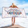 Custom Beach Towel - Personalized America 250th Anniversary, Summer Vacation And Travel Gifts For Mom, Dad, Brother, Sister, Kids - Stars, Stripes And Tan Lines