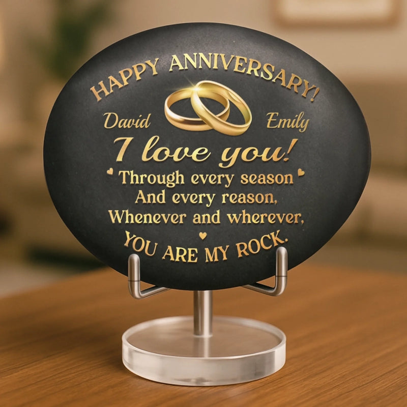Custom Printed Rock - Personalized Anniversary Wedding Gifts For Husband And Wife, Him And Her - Still Rocking This Love Story
