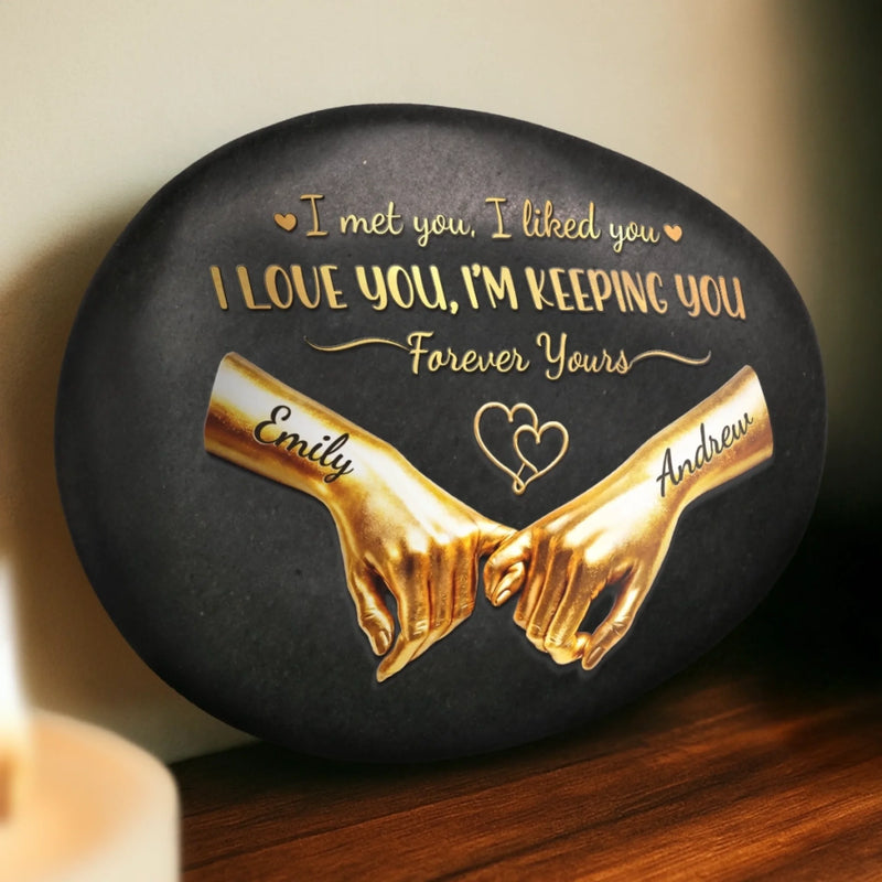 Custom Printed Rock - Personalized Anniversary Wedding Gifts For Husband And Wife, Him And Her - Love Sealed With Pinky Promises