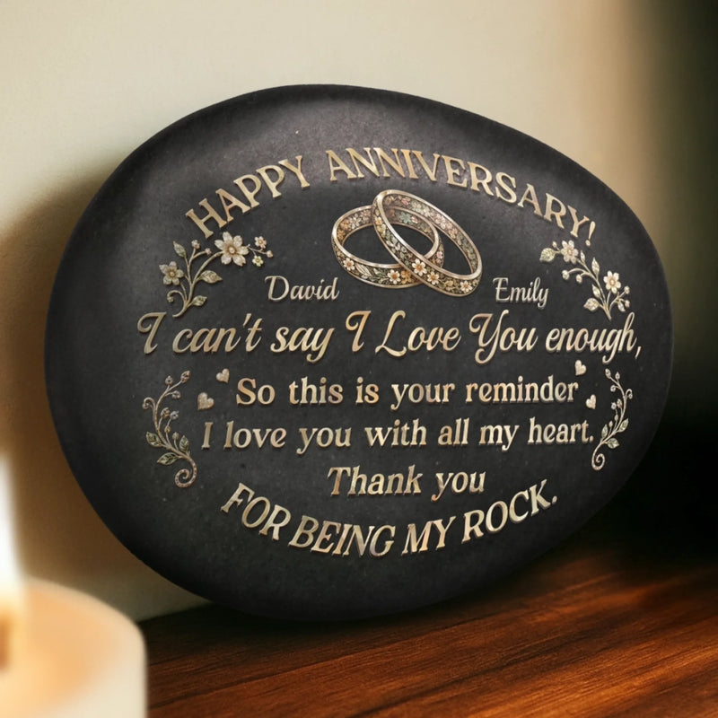 Custom Printed Rock - Personalized Anniversary Wedding Gifts For Husband And Wife, Him And Her - Love You More Every Anniversary