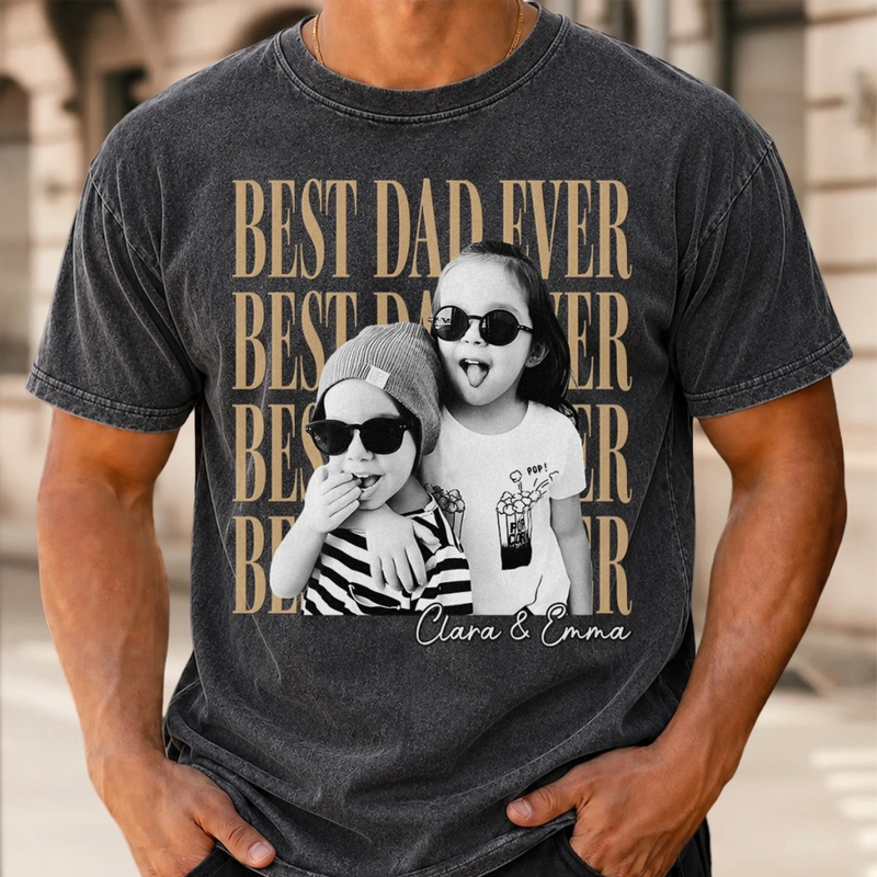 Custom Photo Washed Cotton T-shirt - Personalized Father's Day Birthday Gifts For Dad, Grandpa - Dad Makes Every Moment Better