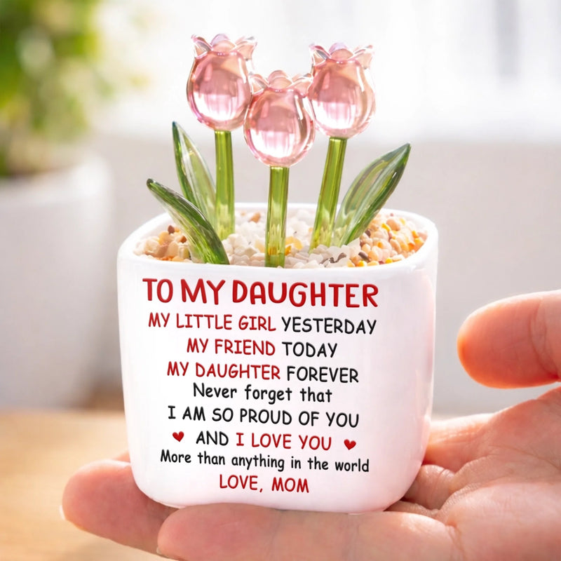 Custom Glass Everlasting Tulips - Personalized Birthday Gifts For Daughter - Always Proud Of You