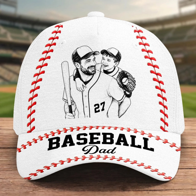 Custom Photo Hat, All Over Print Classic Cap - Personalized Father's Day Birthday Baseball Gifts For Dad, Grandpa, Baseball Lovers, Sports Fans, Sports Lovers - Baseball Vibes Only