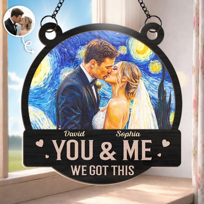 Custom Photo Window Hanging Suncatcher Ornament - Personalized Anniversary Wedding Gifts For Husband And Wife, Him And Her - Our Perfect Night